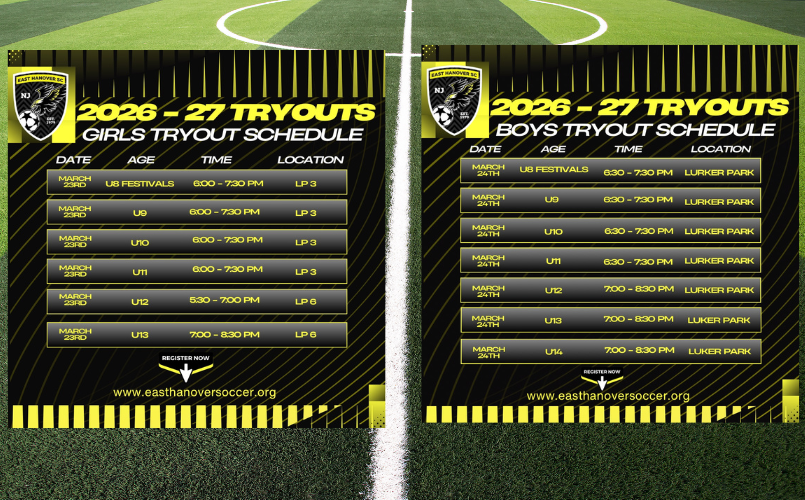 2026 - 2027 EHSC Travel Tryout Schedule